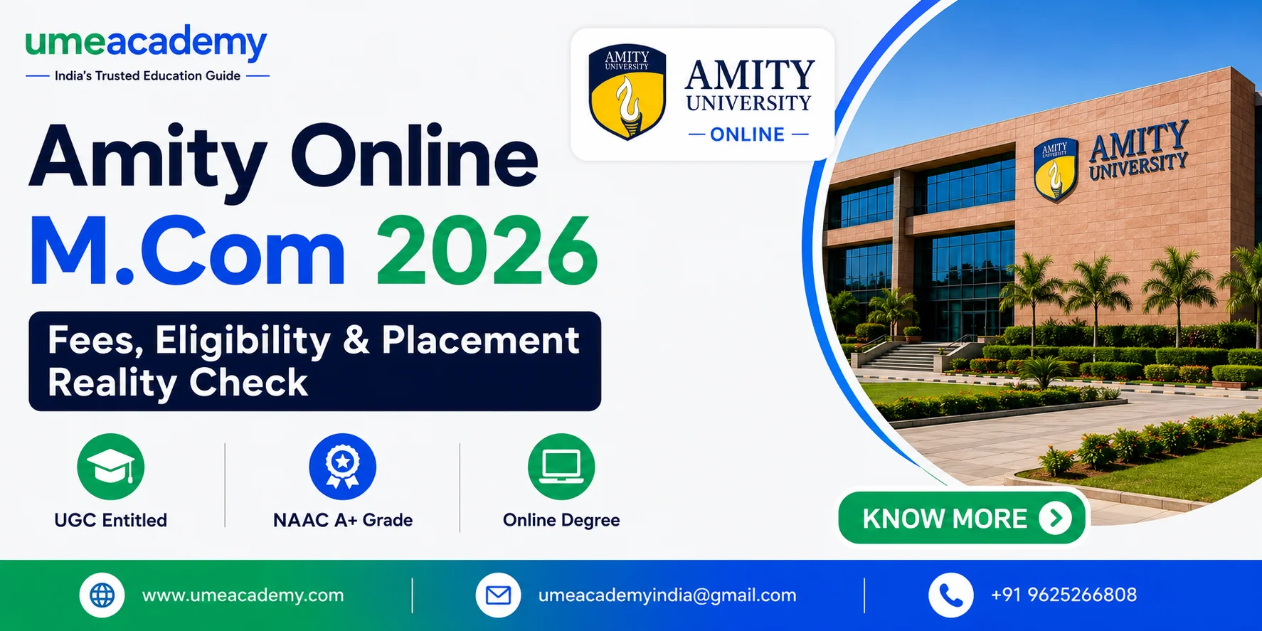 Amity Online M.Com 2026 — Fees, Eligibility & Placement Reality Check