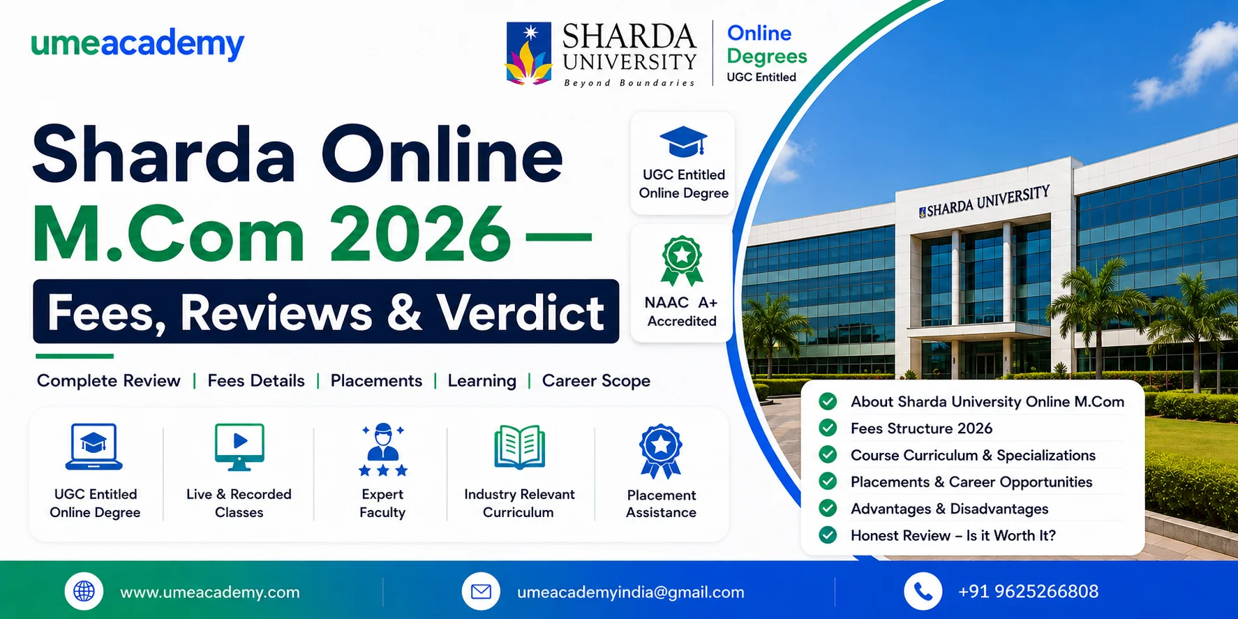 Sharda Online M.Com 2026 — Fees, Reviews & Verdict